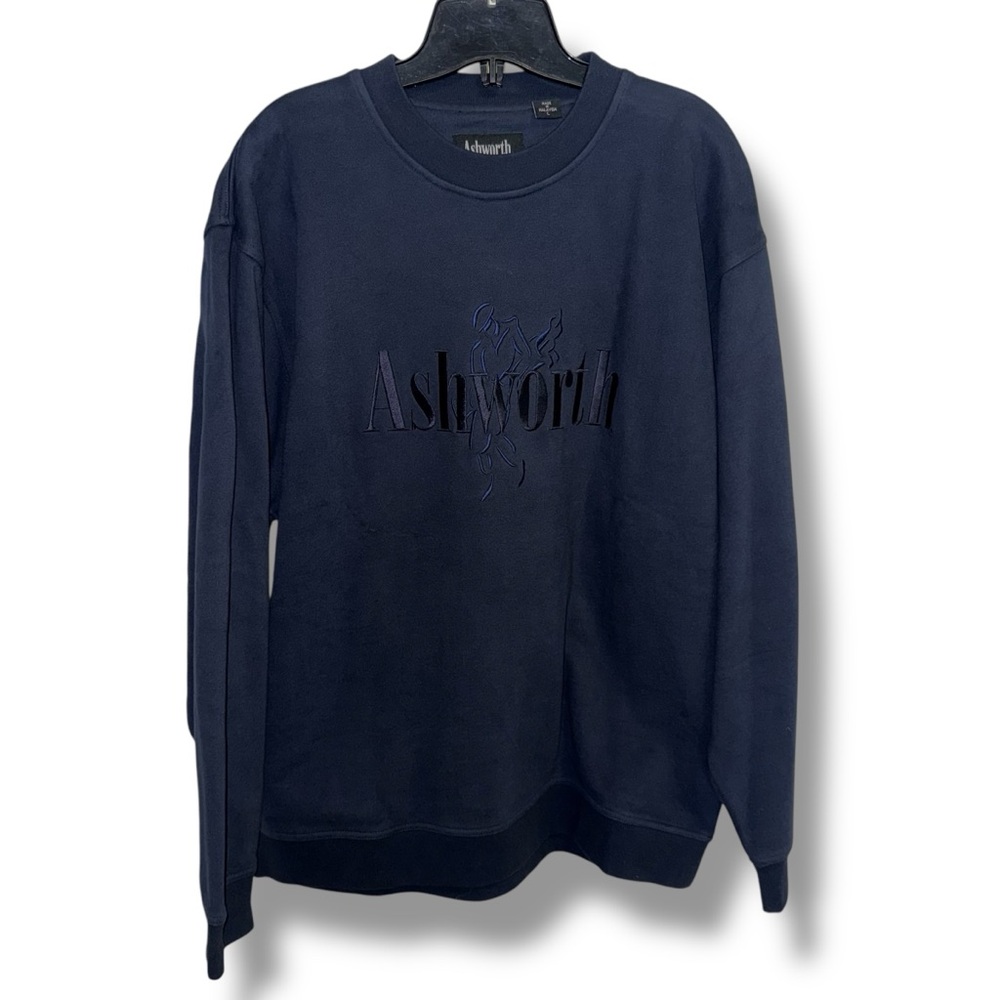 Vintage Ashworth Men's Navy Crewneck Sweater Size Large
